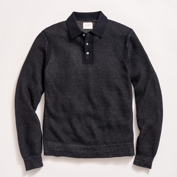 Billy Reid Other - NWT BILLY REID LONG SLEEVE GEO FLOAT JACQUARD POLO BLACK/ASPHALT MEDIUM